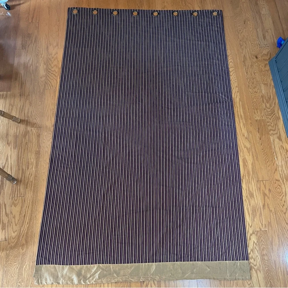 Maroon Burgandy Gold Striped Curtain Panel with Grommets 3‎ panels